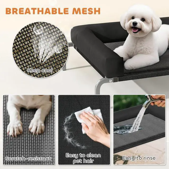 Alt view image 5 of 7 - PawHut Elevated Dog Bed, Portable Raised Dog Cot with Breathable Mesh