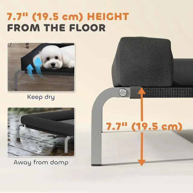 Alt view image 3 of 7 - PawHut Elevated Dog Bed, Portable Raised Dog Cot with Breathable Mesh
