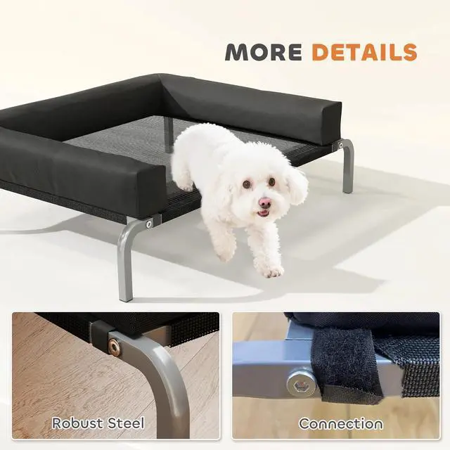 Alt view image 4 of 7 - PawHut Elevated Dog Bed, Portable Raised Dog Cot with Breathable Mesh