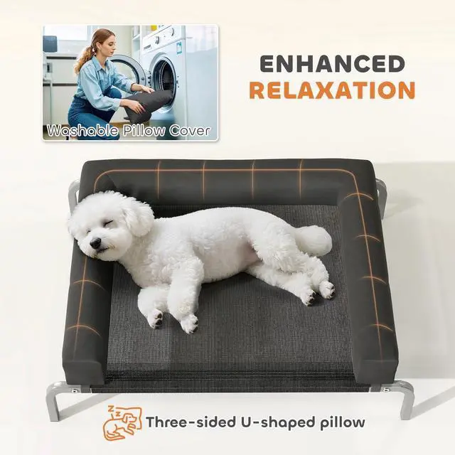 Alt view image 6 of 7 - PawHut Elevated Dog Bed, Portable Raised Dog Cot with Breathable Mesh
