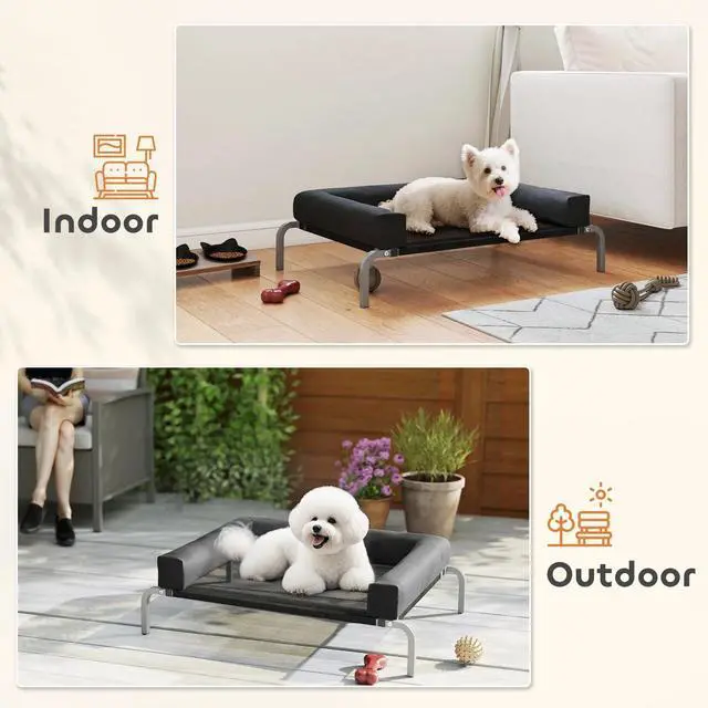 Alt view image 7 of 7 - PawHut Elevated Dog Bed, Portable Raised Dog Cot with Breathable Mesh