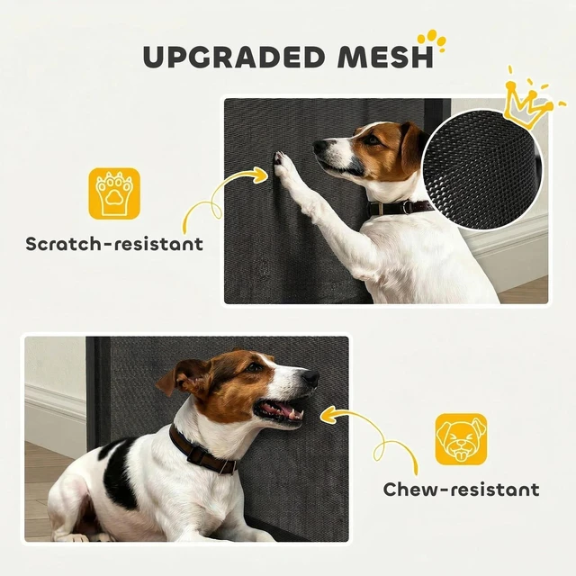 Alt view image 6 of 7 - PawHut Retractable Dog Gate, Extends to 55" Wide, Mesh Pet Gate