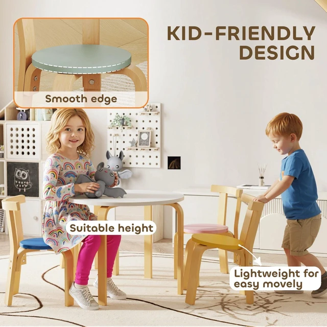 Alt view image 3 of 7 - Kids Table and Chair Set, Wooden Toddler Table and Chairs Set