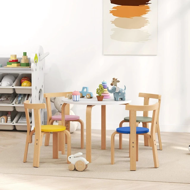 Alt view image 2 of 7 - Kids Table and Chair Set, Wooden Toddler Table and Chairs Set
