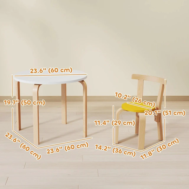 Alt view image 4 of 7 - Kids Table and Chair Set, Wooden Toddler Table and Chairs Set