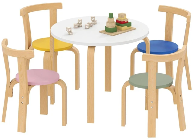 Main image of Kids Table and Chair Set, Wooden Toddler Table and Chairs Set