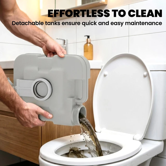 Alt view image 3 of 7 - Portable Toilet 2.6 Gallon 10L Travel Camping Outdoor Indoor Potty Flush Grey