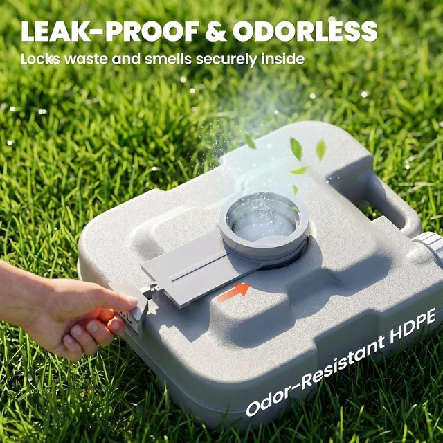 Alt view image 2 of 7 - Portable Toilet 2.6 Gallon 10L Travel Camping Outdoor Indoor Potty Flush Grey