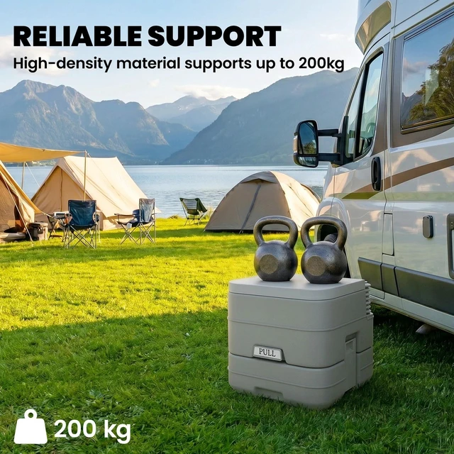 Alt view image 5 of 7 - Portable Toilet 2.6 Gallon 10L Travel Camping Outdoor Indoor Potty Flush Grey