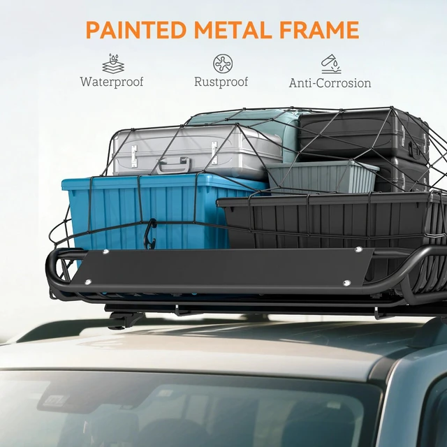 Alt view image 4 of 7 - Soozier Roof Rack Cargo Carrier Basket, 150LBS Heavy Duty Roof Basket