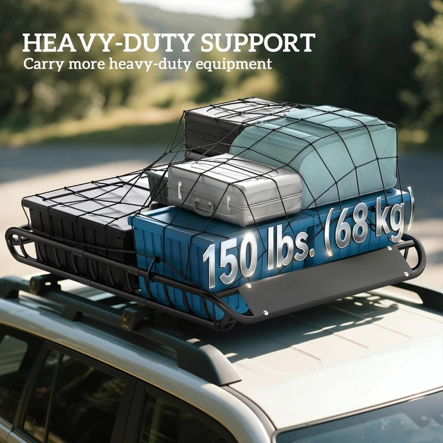 Alt view image 2 of 7 - Soozier Roof Rack Cargo Carrier Basket, 150LBS Heavy Duty Roof Basket