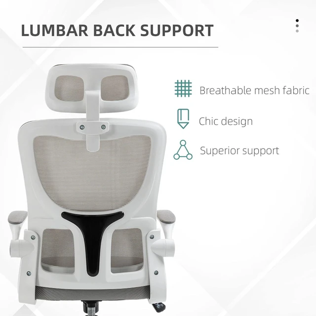 Alt view image 5 of 7 - Mesh Office Chair with Adjustable Headrest, Lumbar Support