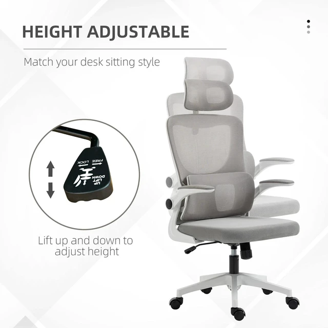 Alt view image 2 of 7 - Mesh Office Chair with Adjustable Headrest, Lumbar Support