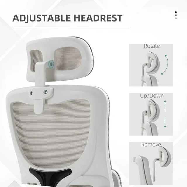 Alt view image 4 of 7 - Mesh Office Chair with Adjustable Headrest, Lumbar Support