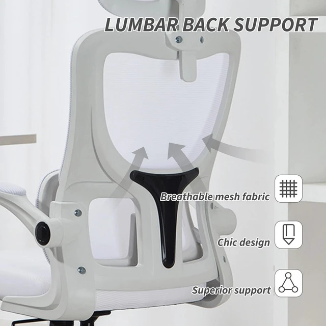Alt view image 3 of 7 - Mesh Office Chair with Adjustable Headrest, Lumbar Support