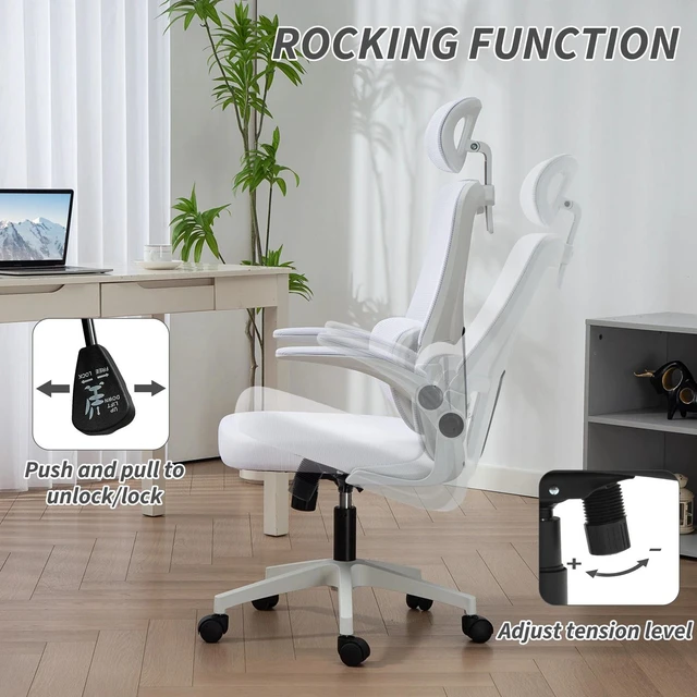 Alt view image 7 of 7 - Mesh Office Chair with Adjustable Headrest, Lumbar Support