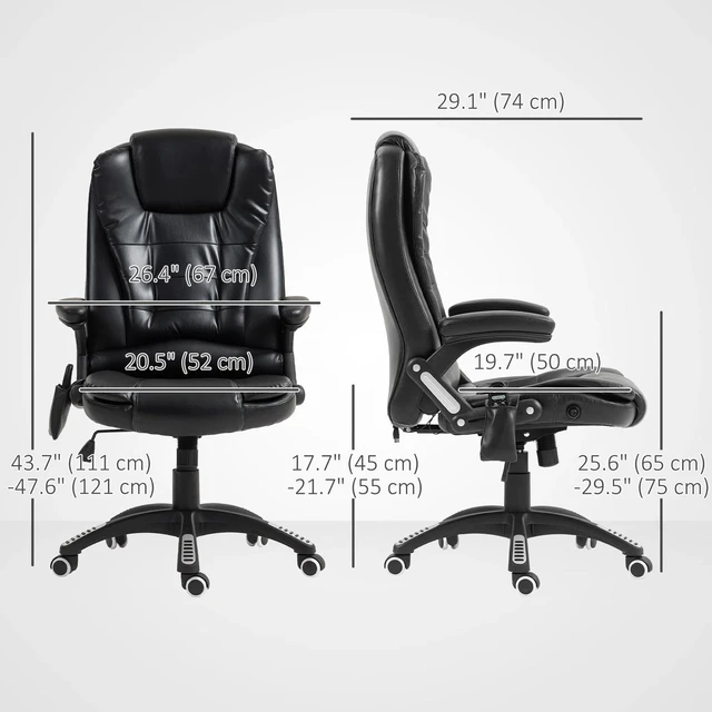 Alt view image 7 of 7 - Home Office Massage Chair High Back Chair w/ Reclining, Swivel Wheels, Grey