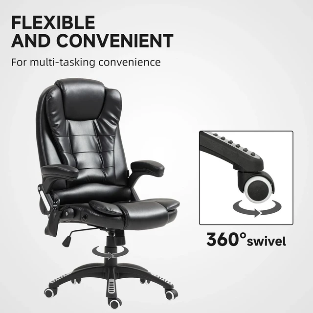 Alt view image 5 of 7 - Home Office Massage Chair High Back Chair w/ Reclining, Swivel Wheels, Grey