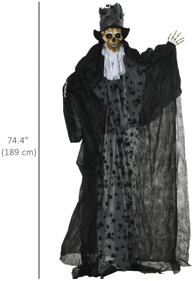 Alt view image 7 of 7 - 6FT Halloween Decorations Grim Reaper Groom, Life Size Animated Prop