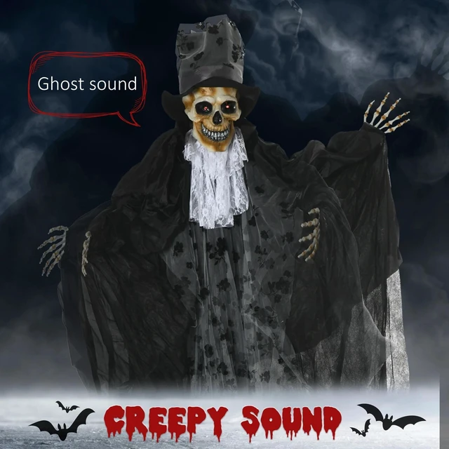 Alt view image 6 of 7 - 6FT Halloween Decorations Grim Reaper Groom, Life Size Animated Prop