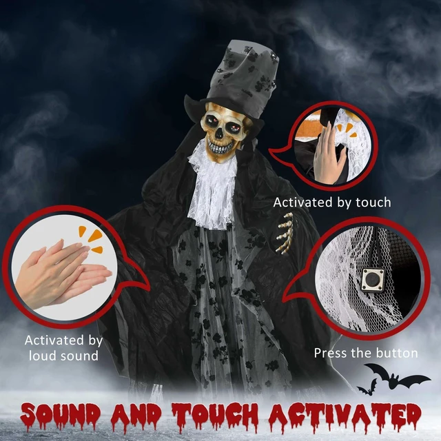 Alt view image 3 of 7 - 6FT Halloween Decorations Grim Reaper Groom, Life Size Animated Prop