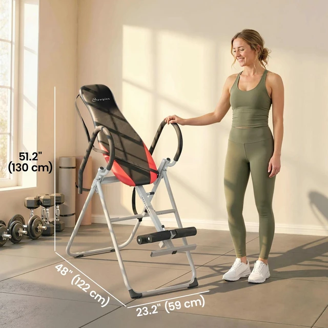 Alt view image 7 of 7 - Soozier Inversion Table, Folding Inversion Table w/Adjustable Ankle Lock