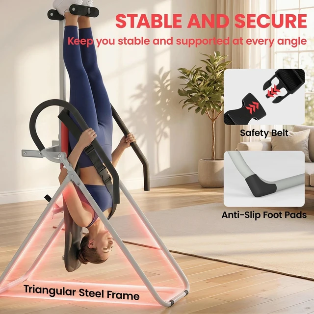 Alt view image 3 of 7 - Soozier Inversion Table, Folding Inversion Table w/Adjustable Ankle Lock