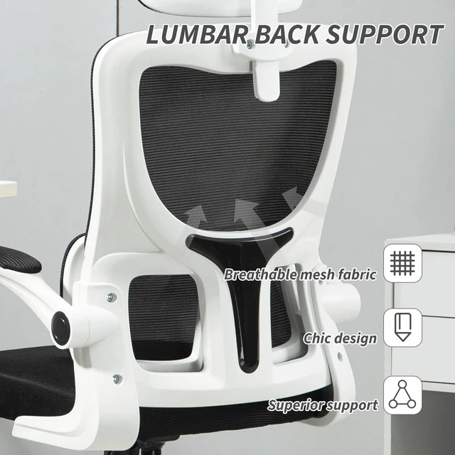 Alt view image 5 of 7 - Mesh Office Chair with Adjustable Headrest, Lumbar Support