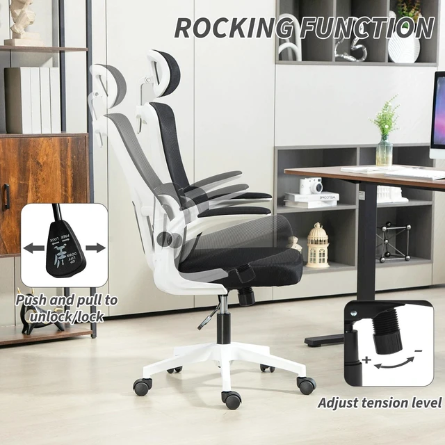Alt view image 6 of 7 - Mesh Office Chair with Adjustable Headrest, Lumbar Support