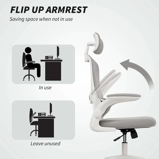 Alt view image 4 of 7 - Ergonomic Office Chair, Desk Chair with Lumbar Support, Grey