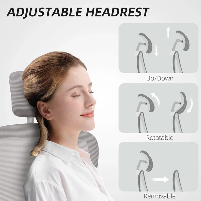 Alt view image 5 of 7 - Ergonomic Office Chair, Desk Chair with Lumbar Support, Grey