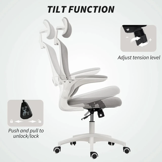 Alt view image 3 of 7 - Ergonomic Office Chair, Desk Chair with Lumbar Support, Grey