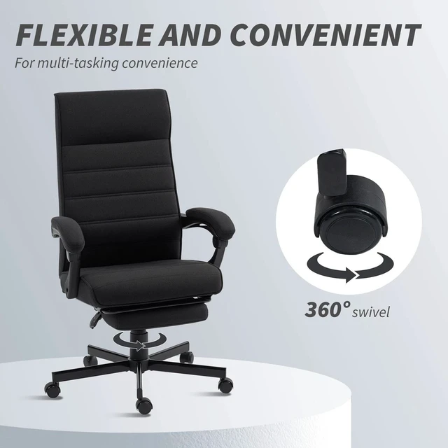 Alt view image 2 of 7 - Home Office Chair High-Back Reclining Chair for Bedroom Study Living Room Black
