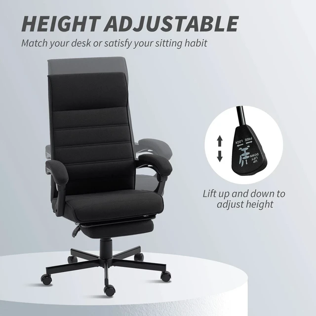 Alt view image 6 of 7 - Home Office Chair High-Back Reclining Chair for Bedroom Study Living Room Black