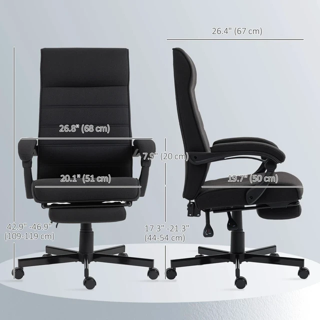 Alt view image 7 of 7 - Home Office Chair High-Back Reclining Chair for Bedroom Study Living Room Black