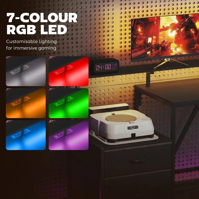 Alt view image 6 of 7 - 76" Reversible Gaming Desk with RGB Lights and USB Ports, Black