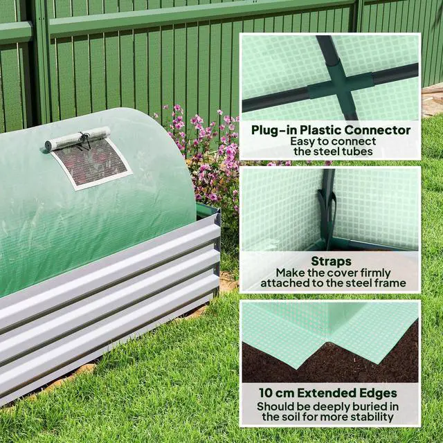 Alt view image 3 of 7 - PE Mini Greenhouse, 3 M Portable Tunnel Growing Tent with Steel Frame