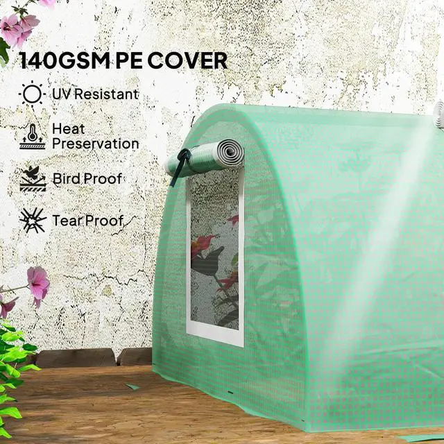 Alt view image 6 of 7 - PE Mini Greenhouse, 3 M Portable Tunnel Growing Tent with Steel Frame