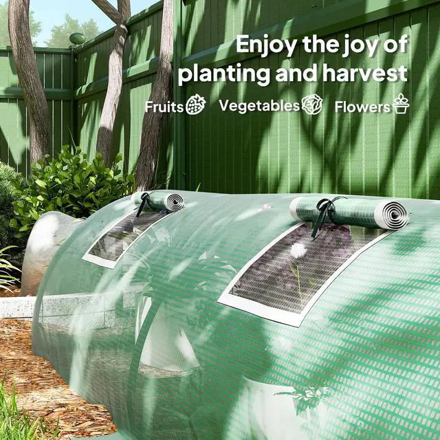 Alt view image 7 of 7 - PE Mini Greenhouse, 3 M Portable Tunnel Growing Tent with Steel Frame