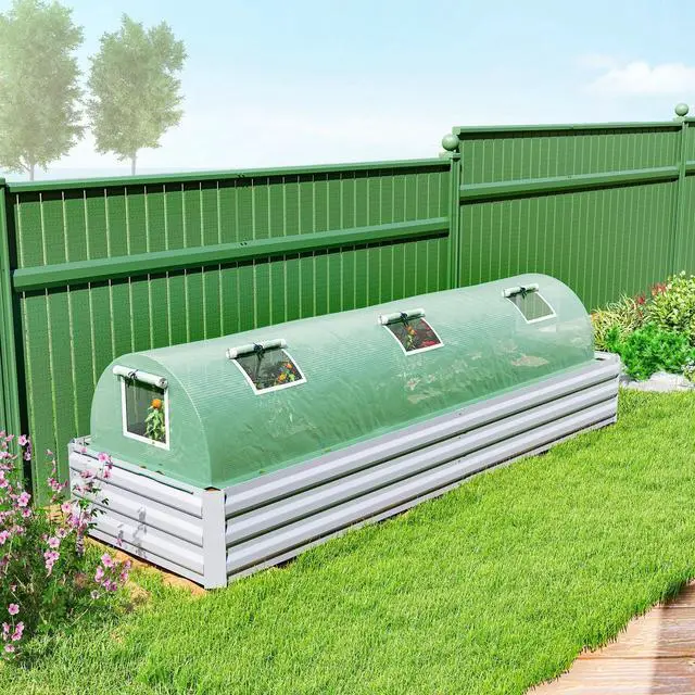 Alt view image 5 of 7 - PE Mini Greenhouse, 3 M Portable Tunnel Growing Tent with Steel Frame