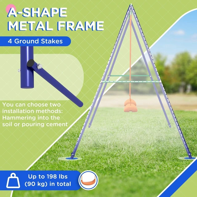Alt view image 4 of 7 - Kids Swing Set for Backyard Outdoor w/ Double Swing Seat