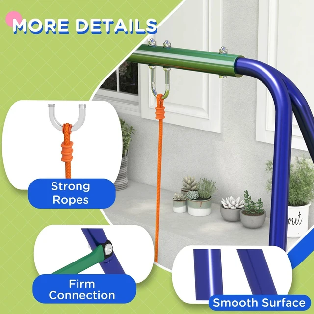 Alt view image 7 of 7 - Kids Swing Set for Backyard Outdoor w/ Double Swing Seat