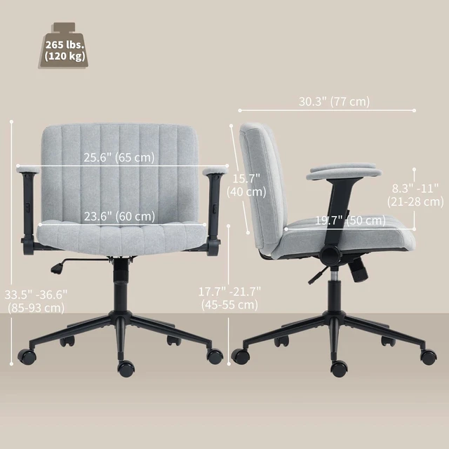 Alt view image 3 of 7 - Criss Cross Chair with Arms, Wheels, Wide Office Chair, Grey