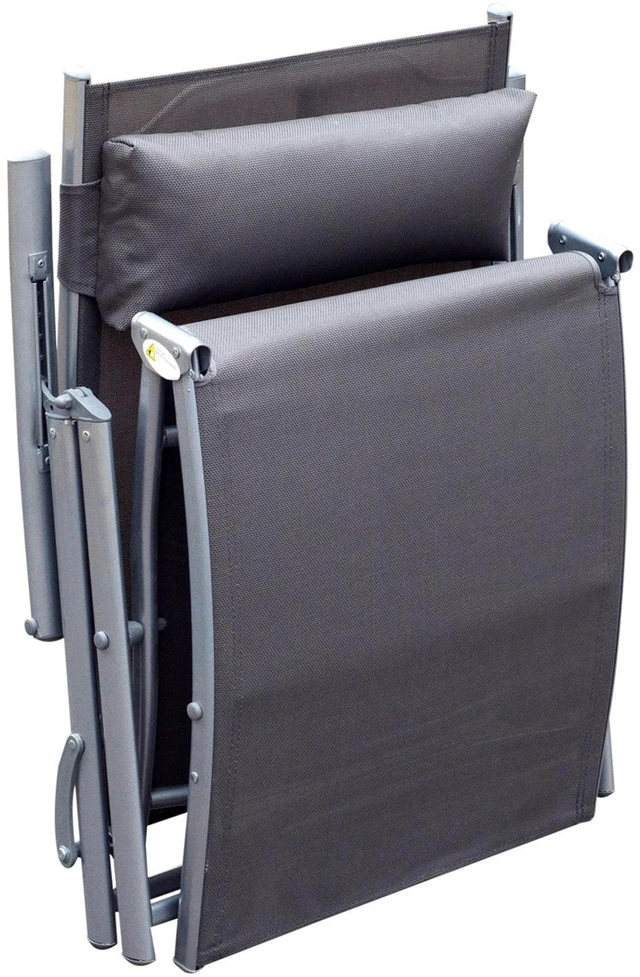 Alt view image 7 of 7 - Reclining Chair Sun Lounger Tri-Fold Adjustable Garden Grey