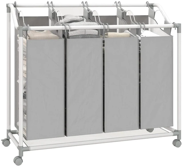 Main image of Laundry Hamper with Wheels, 160L Laundry Basket with 4 Bags, Grey