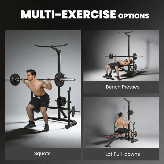 Alt view image 6 of 7 - Soozier Multi-Function Home Gym Machine with Bench Press Rack, Black