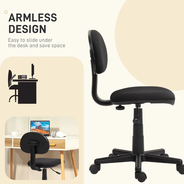 Alt view image 3 of 7 - Small Desk Chair with Adjustable Height 360° Swivel Wheels