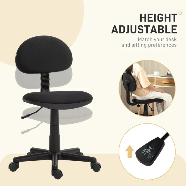 Alt view image 4 of 7 - Small Desk Chair with Adjustable Height 360° Swivel Wheels