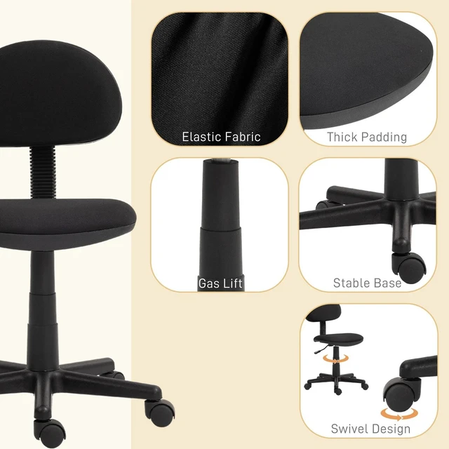 Alt view image 2 of 7 - Small Desk Chair with Adjustable Height 360° Swivel Wheels