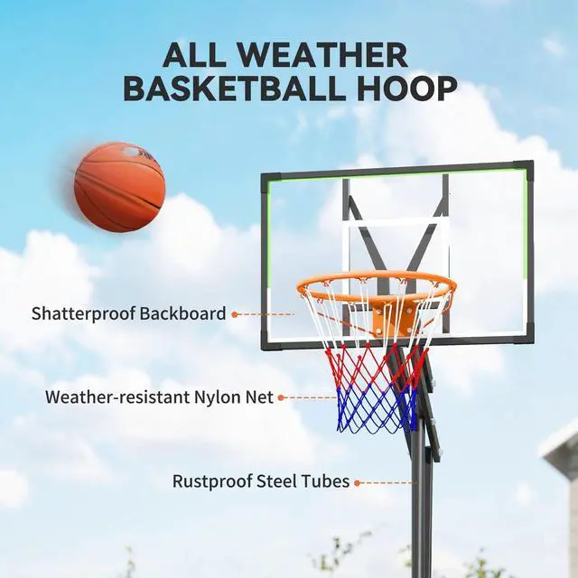 Alt view image 3 of 7 - Basketball Hoop, 4.1-8.5ft Adjustable Basketball Goal with 18" Rim